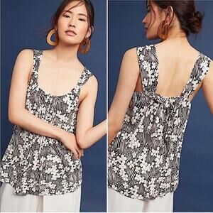 Anthropologie floral scoop neck top